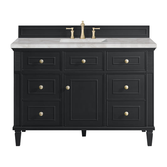 Lorelai 48" Single Vanity, Black Onyx w/ 3 CM Victorian Silver Silestone Top