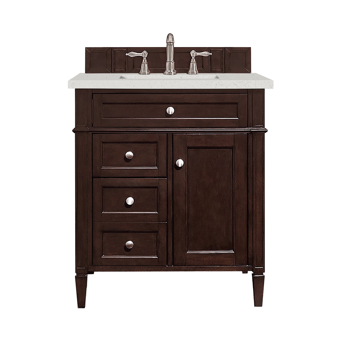 Brittany 30" Single Vanity, Burnished Mahogany, w/ 3 CM Lime Delight Silestone Top