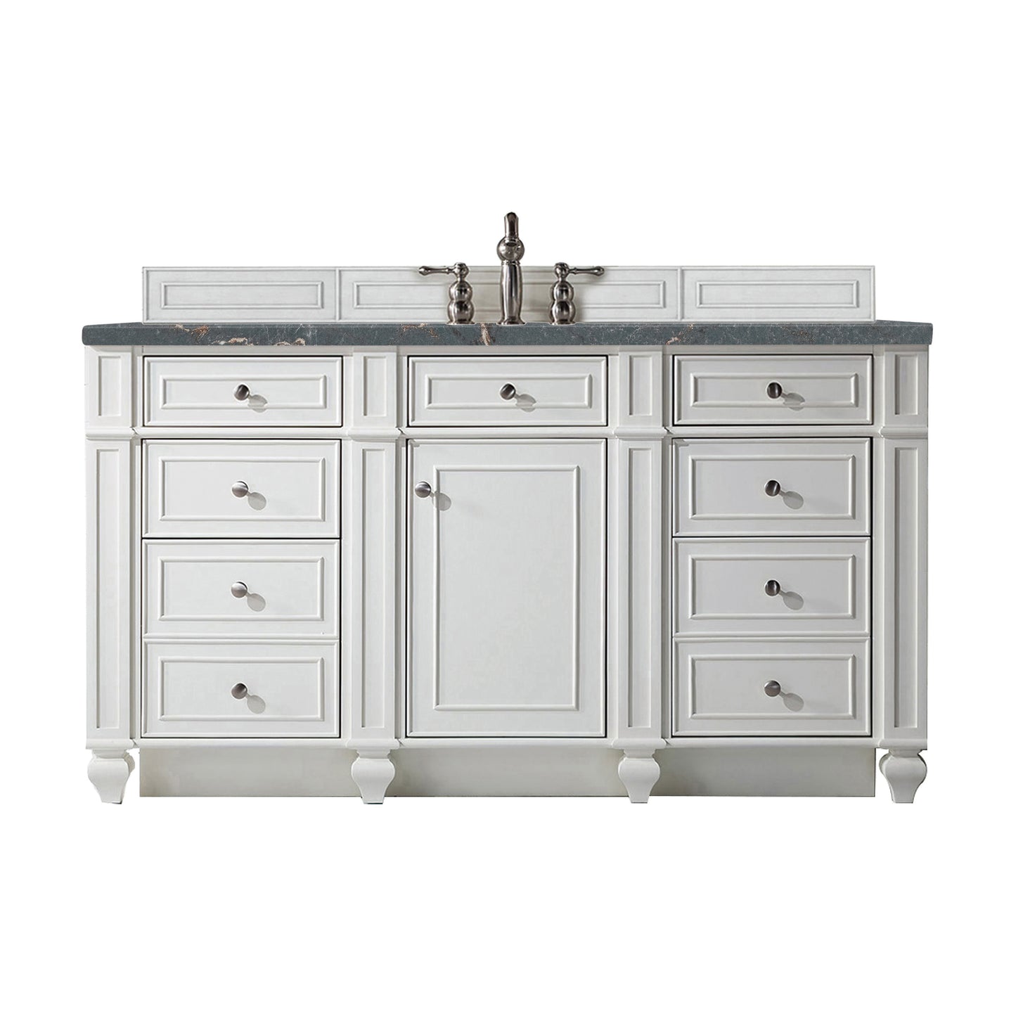 Bristol 60" Single Vanity, Bright White w/ 3 CM Parisien Bleu Silestone Top
