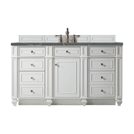 Bristol 60" Single Vanity, Bright White w/ 3 CM Parisien Bleu Silestone Top