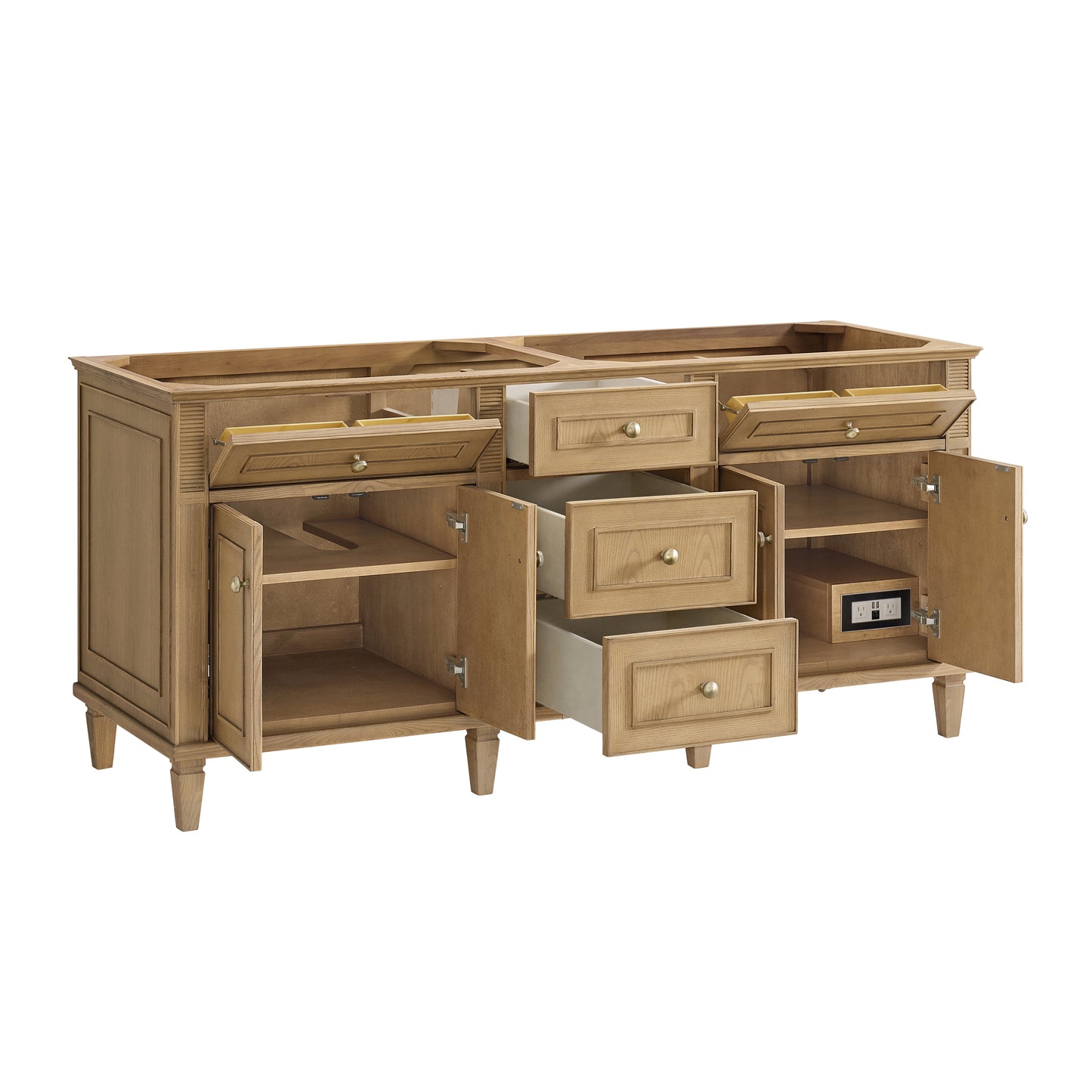 Lorelai 72" Double Vanity, Light Natural Oak w/ 3 CM White Zeus Silestone Top