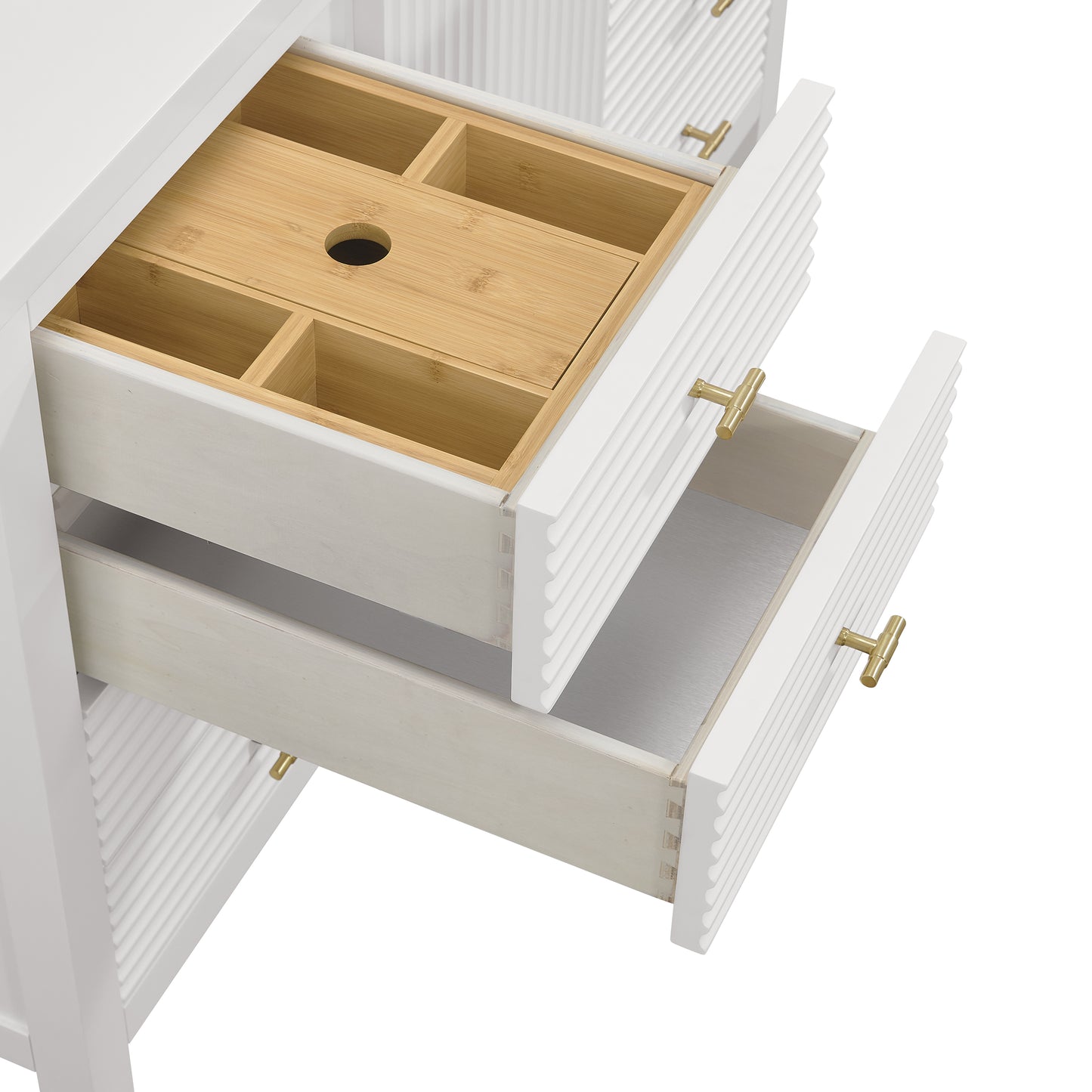 Myrrin 48" Vanity, Bright White w/ 3 CM Eternal Jasmine Pearl Silestone Top