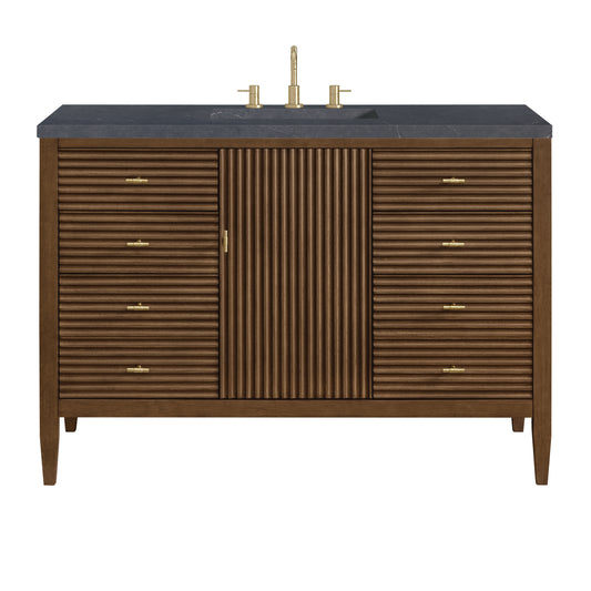 Myrrin 48" Vanity, Mid Century Walnut w/ 3 CM Charcoal Soapstone Silestone Top