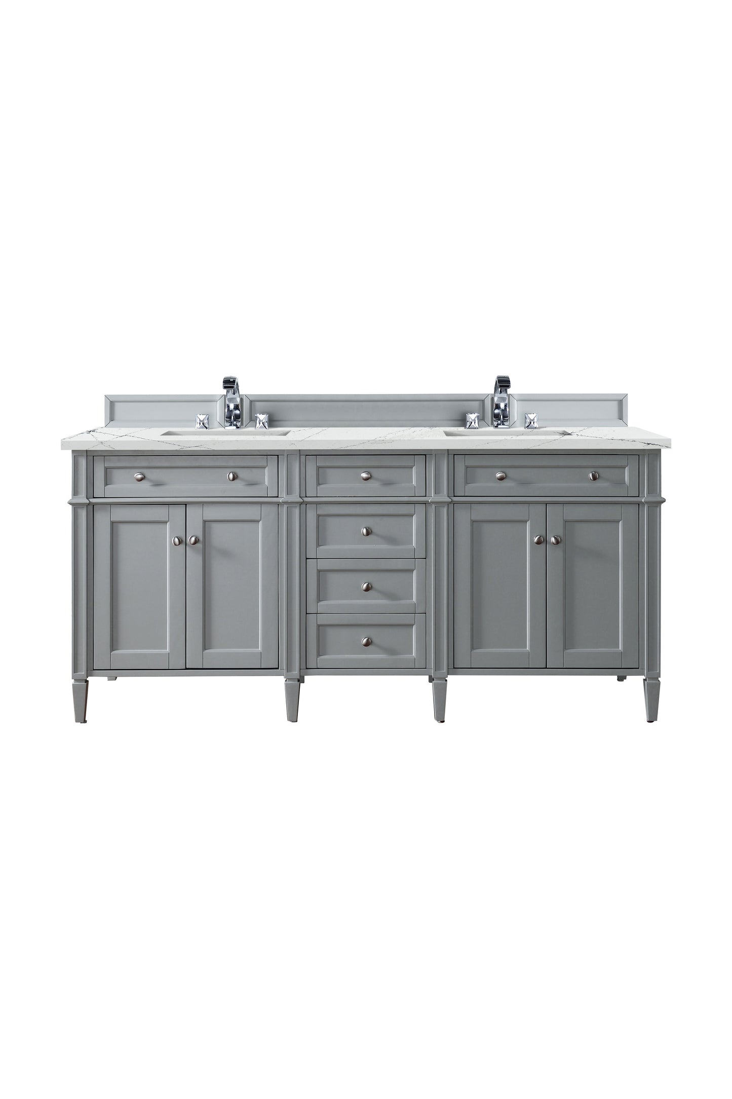 Brittany 72" Double Vanity, Urban Gray w/ 3 CM Ethereal Noctis Silestone Top