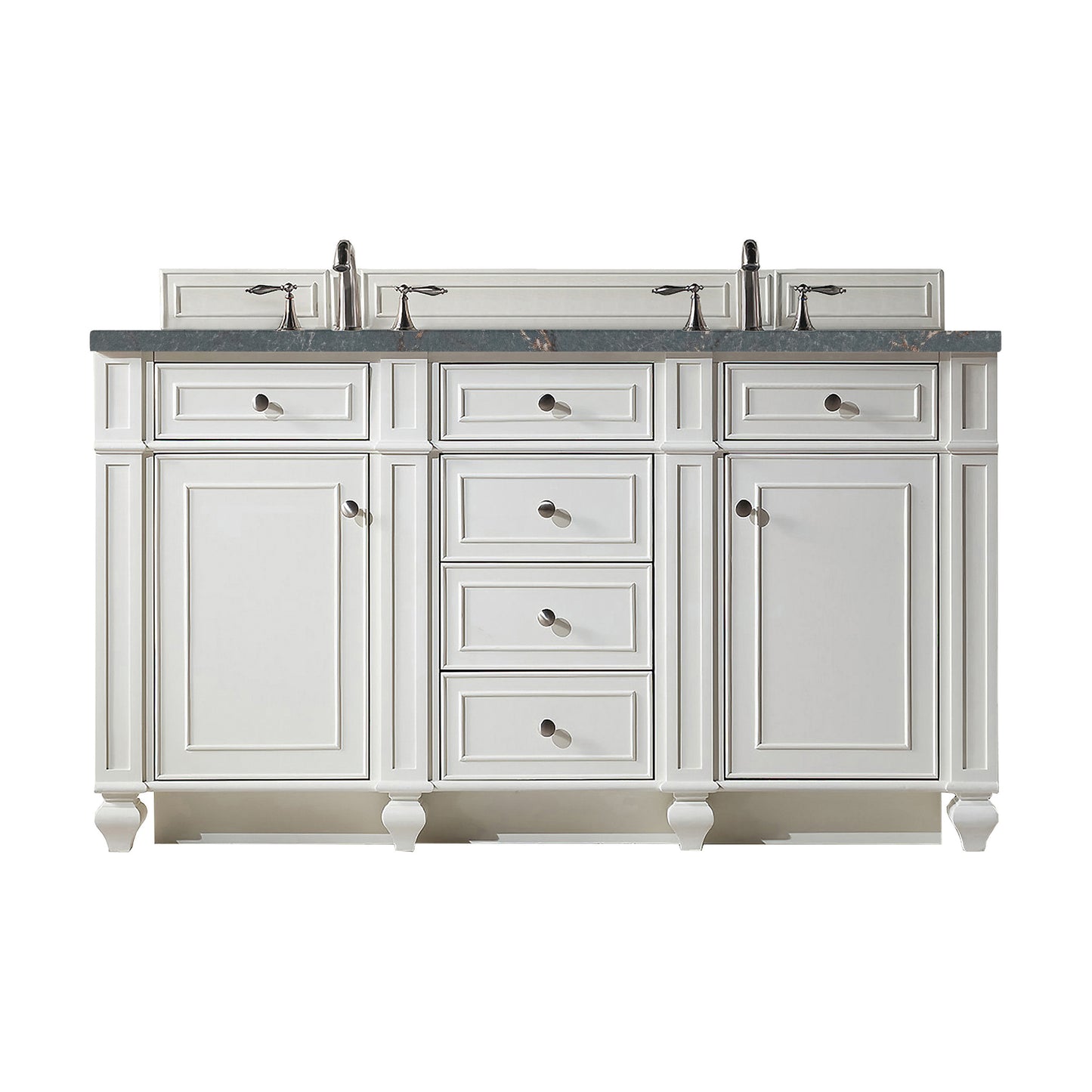 Bristol 60" Double Vanity, Bright White w/ 3 CM Parisien Bleu Silestone Top