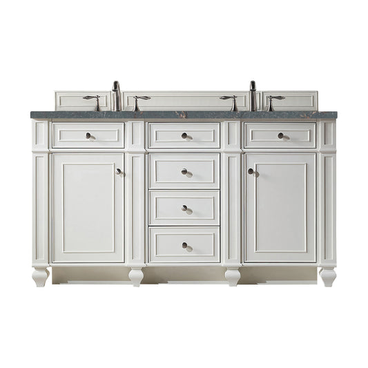 Bristol 60" Double Vanity, Bright White w/ 3 CM Parisien Bleu Silestone Top