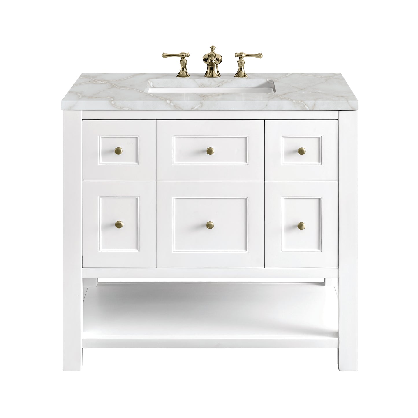 Breckenridge 36" Single Vanity, Bright White w/ 3 CM Victorian Silver Top