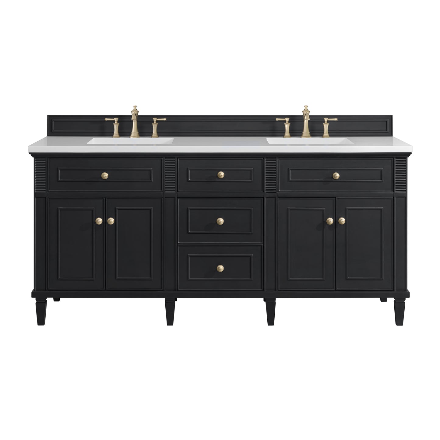 Lorelai 72" Double Vanity, Black Onyx w/ 3 CM White Zeus Silestone Top