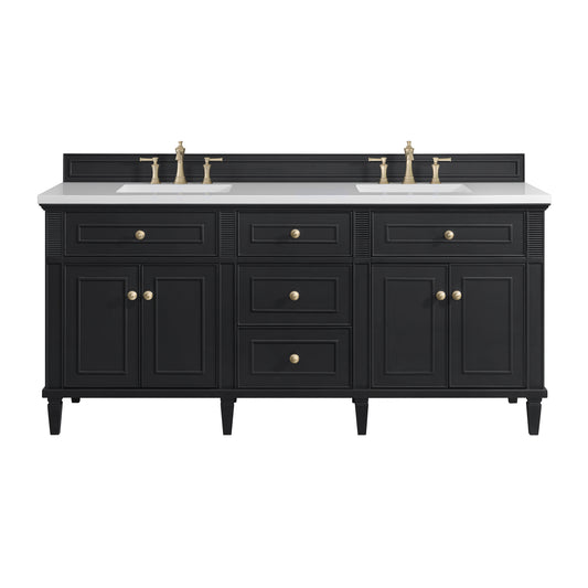 Lorelai 72" Double Vanity, Black Onyx w/ 3 CM White Zeus Silestone Top