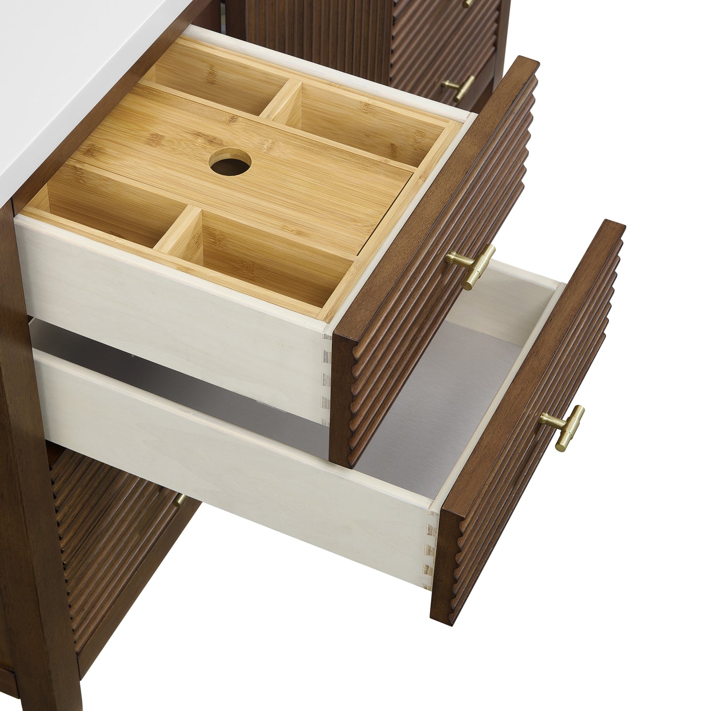 Myrrin 48" Vanity, Mid Century Walnut w/ 3 CM Ethereal Noctis Silestone Top