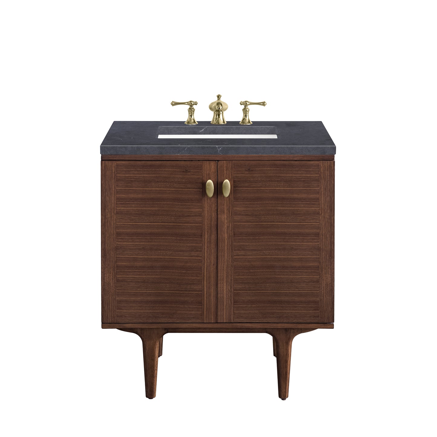 Amberly 30" Single Vanity, Mid-Century Walnut w/ 3 CM Charcoal Soapstone Top