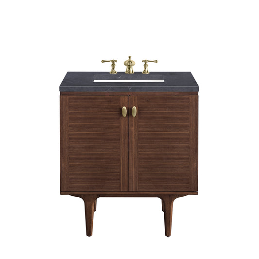 Amberly 30" Single Vanity, Mid-Century Walnut w/ 3 CM Charcoal Soapstone Top