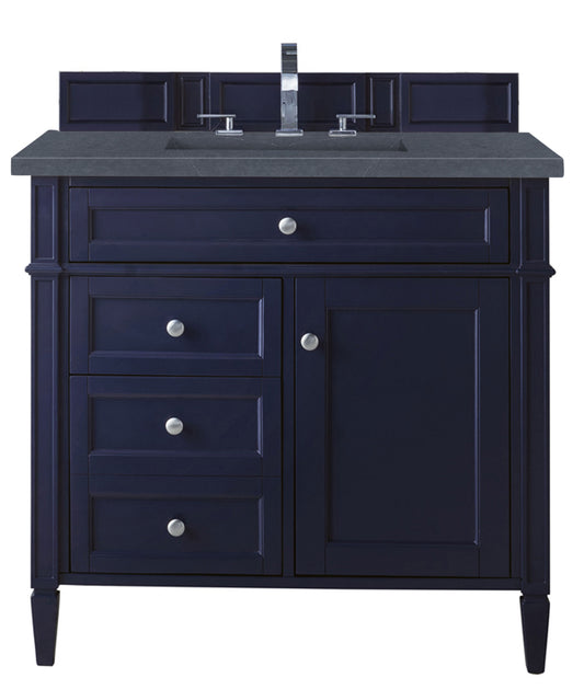 Brittany 36" Single Vanity, Victory Blue w/ 3 CM Charcoal Soapstone Silestone Top
