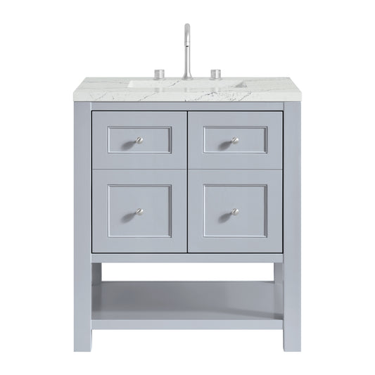 Breckenridge 30" Single Vanity, Serenity Blue, w/ 3 CM Ethereal Noctis Quartz Top