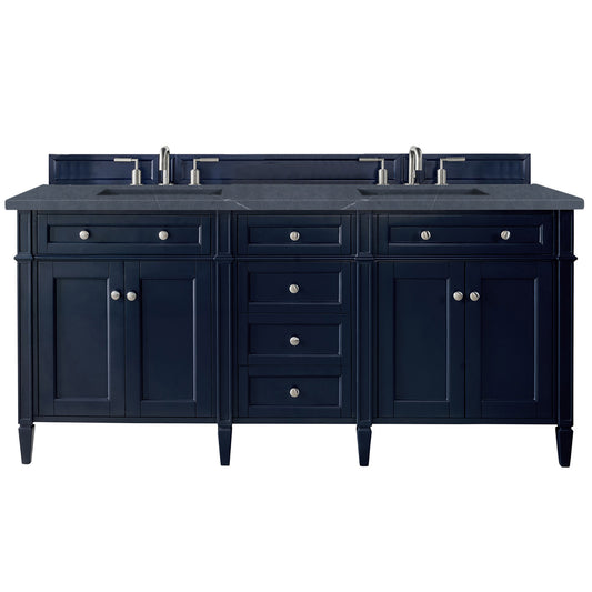 Brittany 72" Double Vanity, Victory Blue w/ 3 CM Charcoal Soapstone Silestone Top