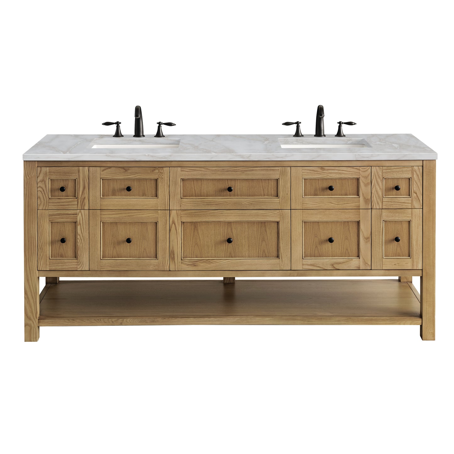 Breckenridge 72" Double Vanity, Light Natural Oak w/ 3 CM Victorian Silver Top