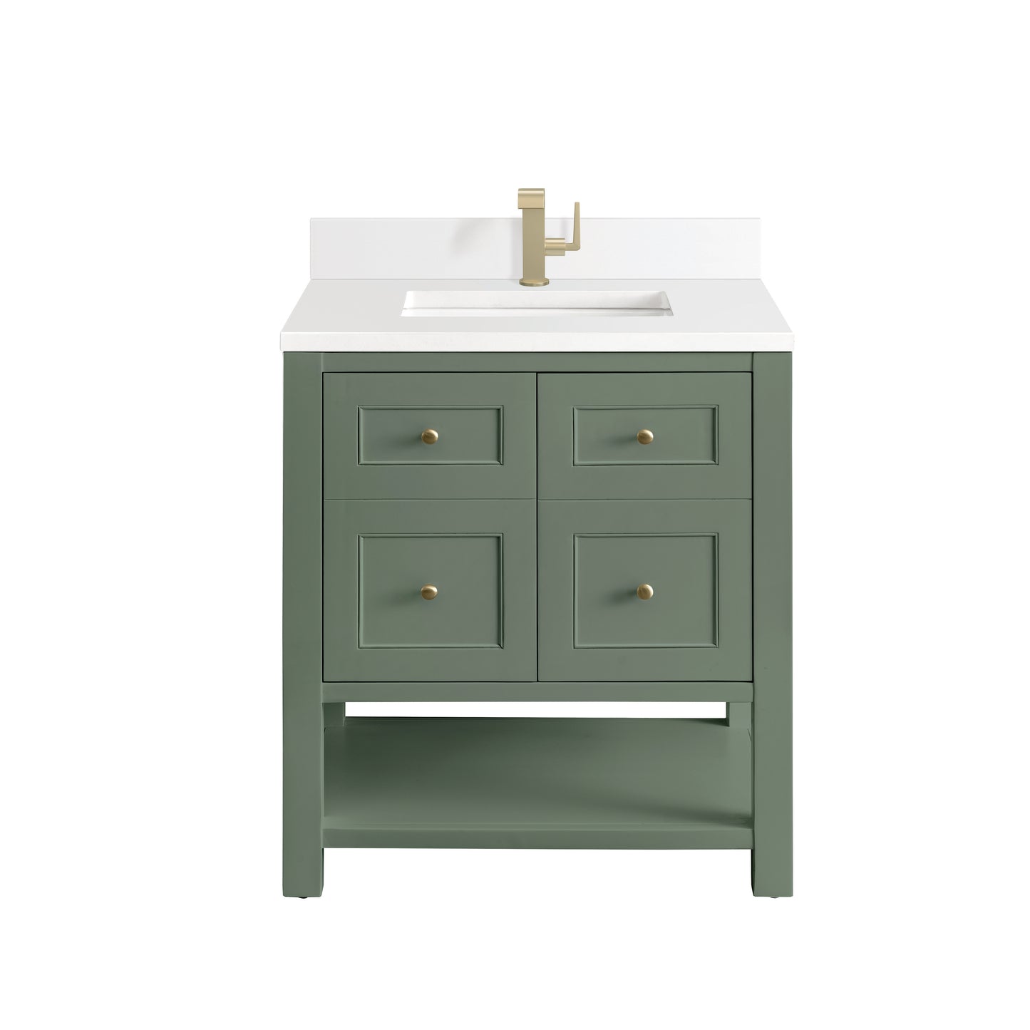 Breckenridge 30" Single Vanity, Smokey Celadon w/ Single Hole 3 CM White Zeus Top & Backsplash