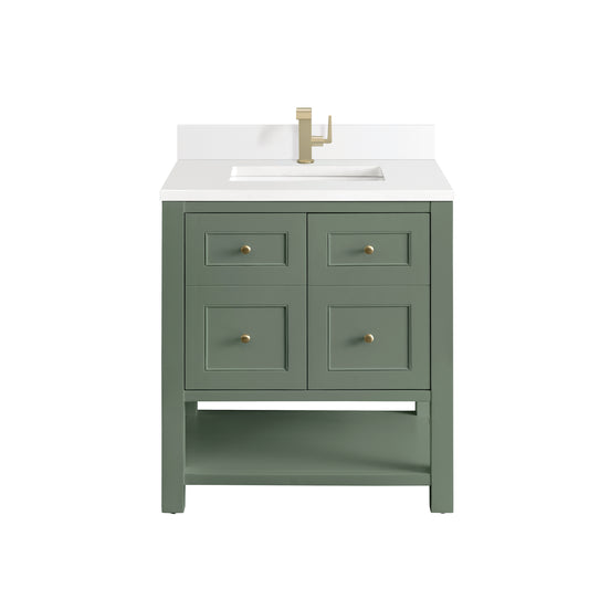 Breckenridge 30" Single Vanity, Smokey Celadon w/ Single Hole 3 CM White Zeus Top & Backsplash