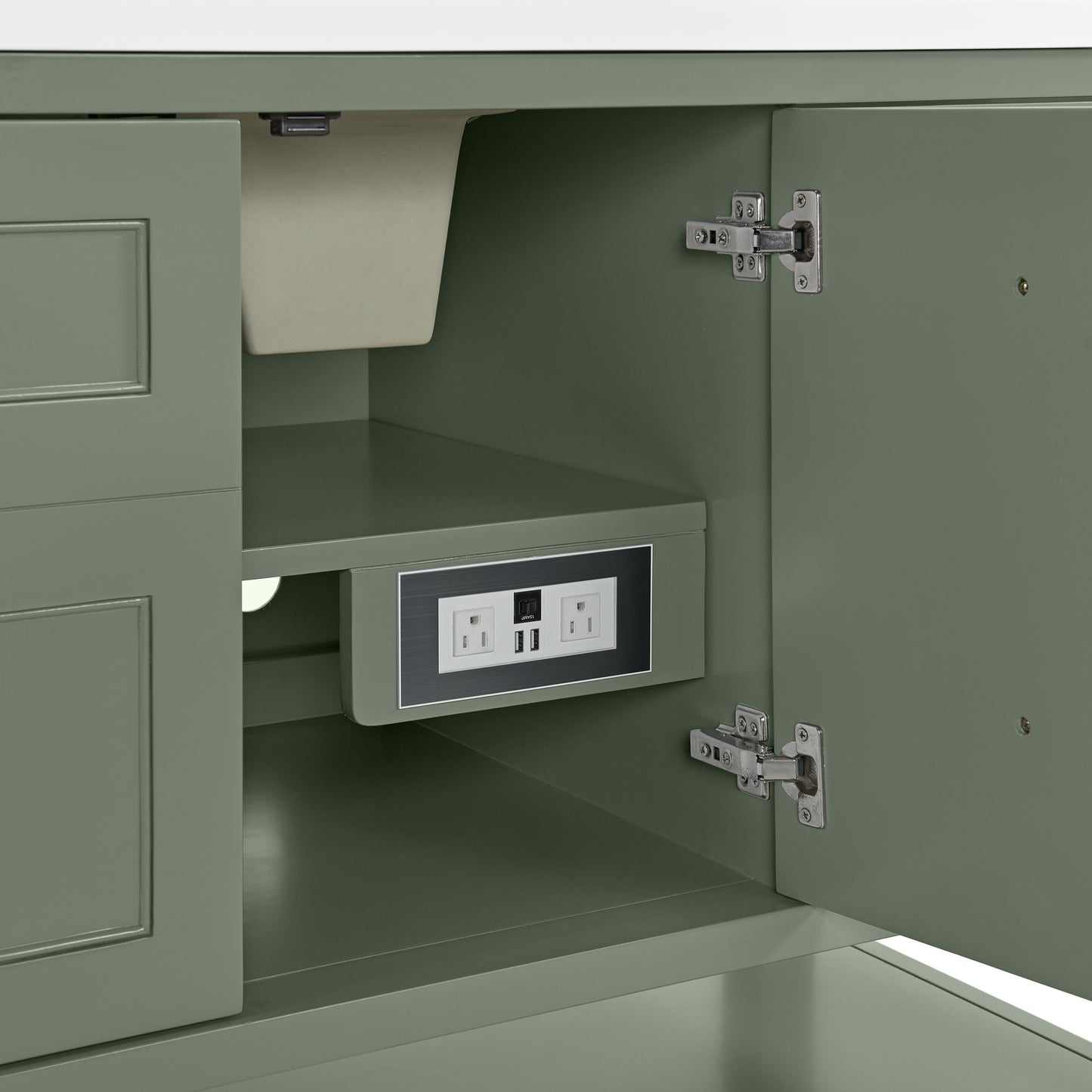 Breckenridge 60" Single Vanity, Smokey Celadon, w/ 3 CM Charcoal Soapstone Quartz Top