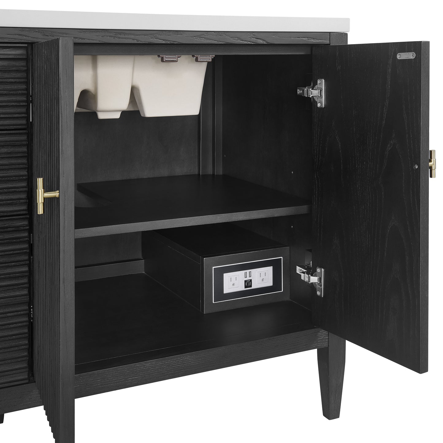 Myrrin 72" Double Vanity, Carbon Oak w/ 3 CM Lime Delight Silestone Top