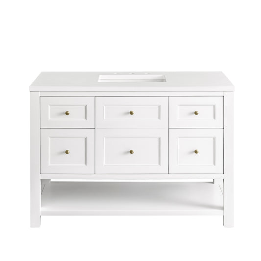 Breckenridge 48" Single Vanity, Bright White w/ 3 CM White Zeus Top