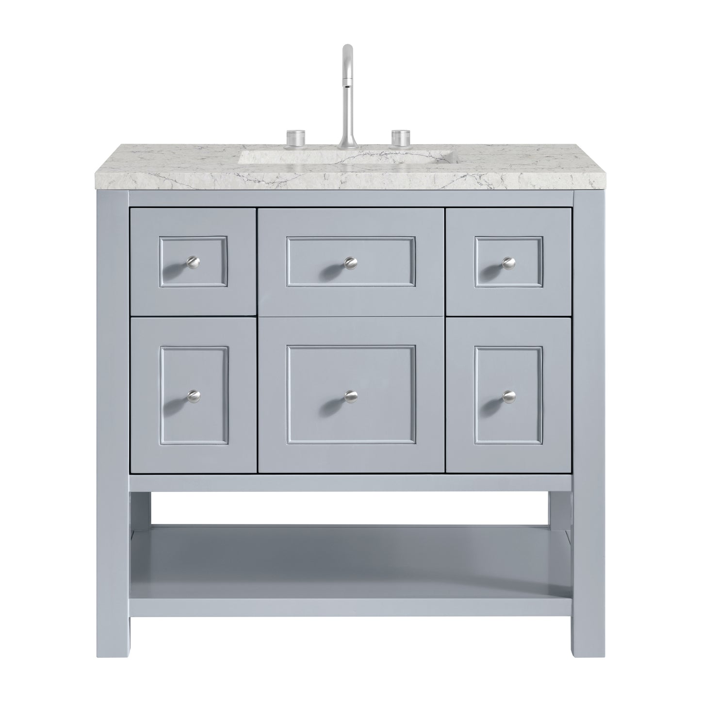 Breckenridge 36" Single Vanity, Serenity Blue, w/ 3 CM Eternal Jasmine Pearl Quartz Top