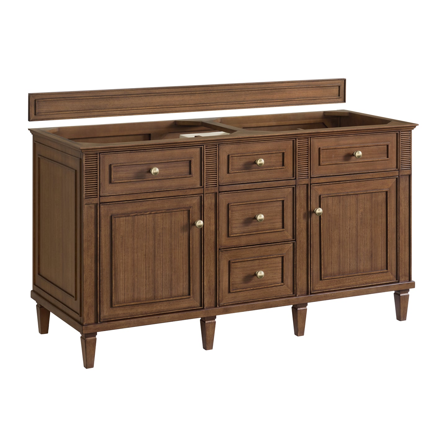 Lorelai 60" Double Vanity, Mid-Century Walnut w/ 3 CM Eternal Jasmine Pearl Silestone Top