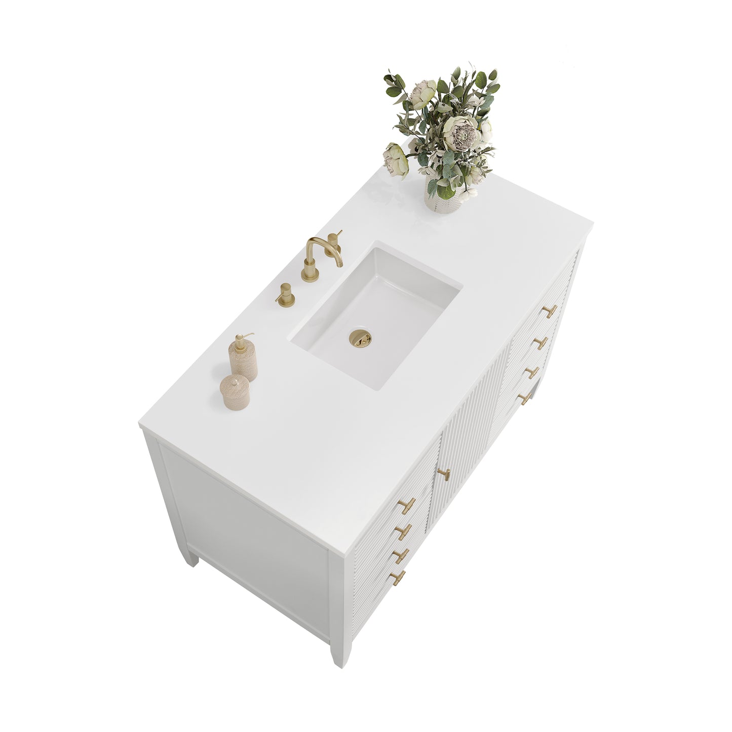 Myrrin 48" Vanity, Bright White w/ 3 CM White Zeus Silestone Top