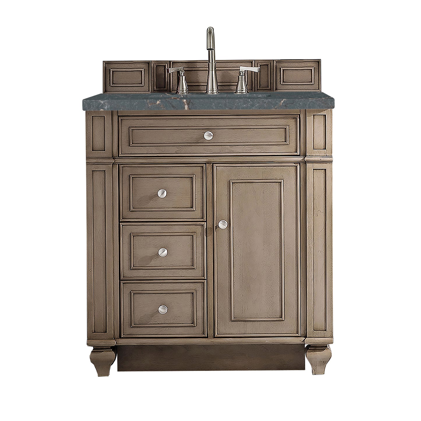 Bristol 30" Single Vanity, Whitewashed Walnut w/ 3 CM Parisien Bleu Silestone Top