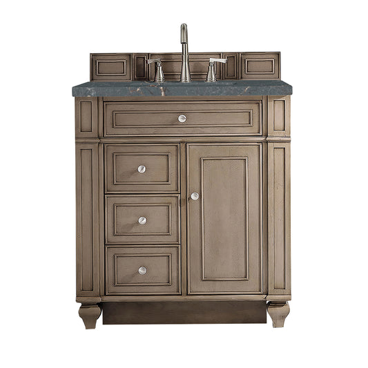 Bristol 30" Single Vanity, Whitewashed Walnut w/ 3 CM Parisien Bleu Silestone Top