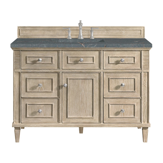 Lorelai 48" Single Vanity, Whitewashed Oak w/ 3 CM Parisien Bleu Silestone Top
