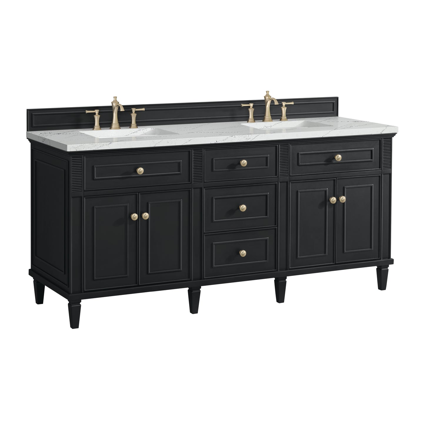 Lorelai 72" Double Vanity, Black Onyx w/ 3 CM Ethereal Noctis Silestone Top