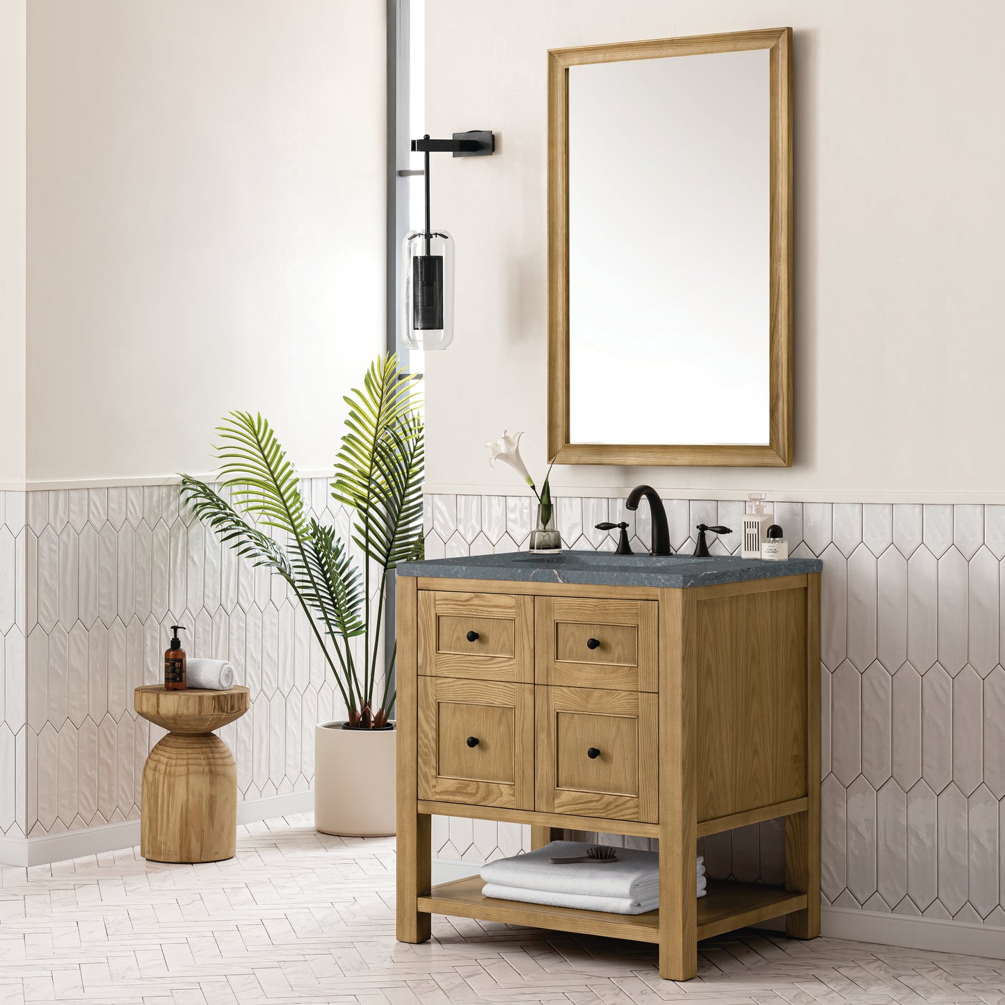 Breckenridge 30" Single Vanity, Light Natural Oak w/ 3 CM Parisien Bleu Top