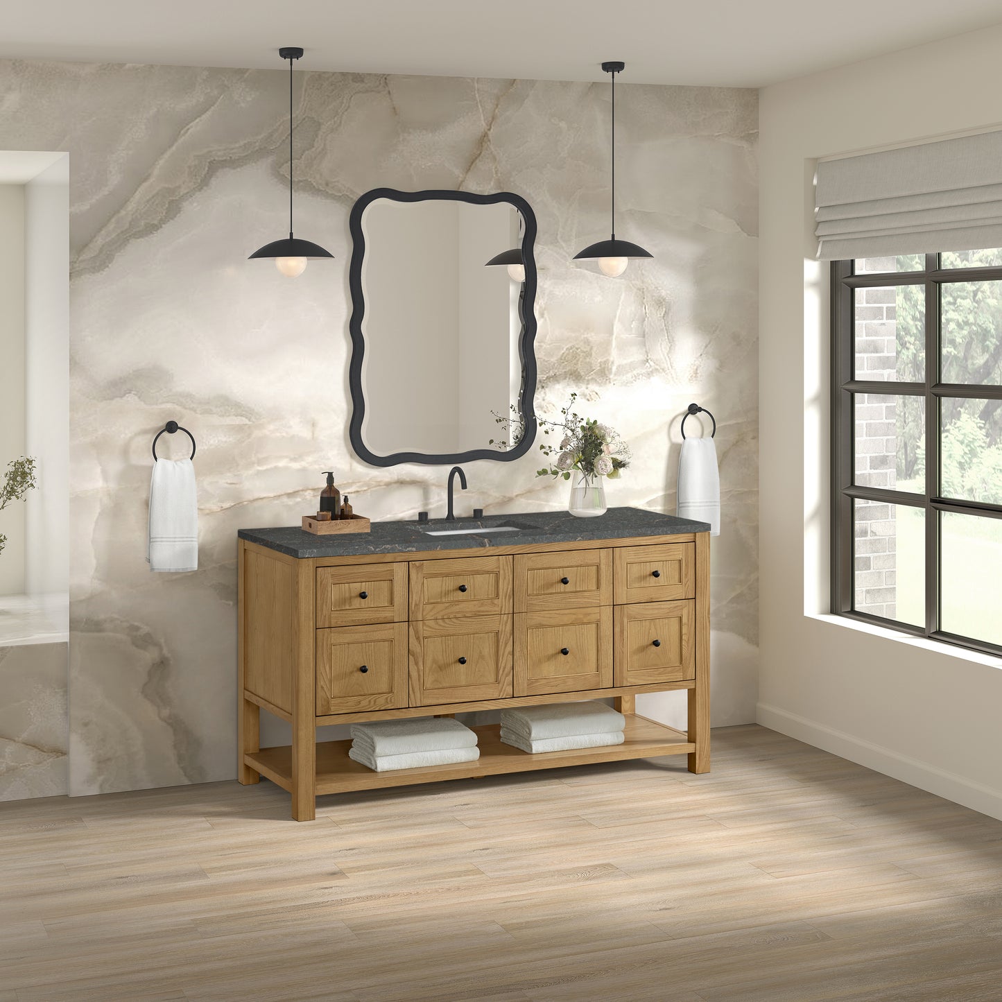 Breckenridge 60" Single Vanity, Light Natural Oak w/ 3 CM Parisien Bleu Top