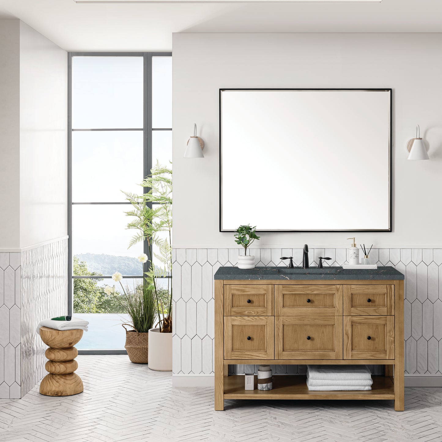 Breckenridge 48" Single Vanity, Light Natural Oak w/ 3 CM Parisien Bleu Top