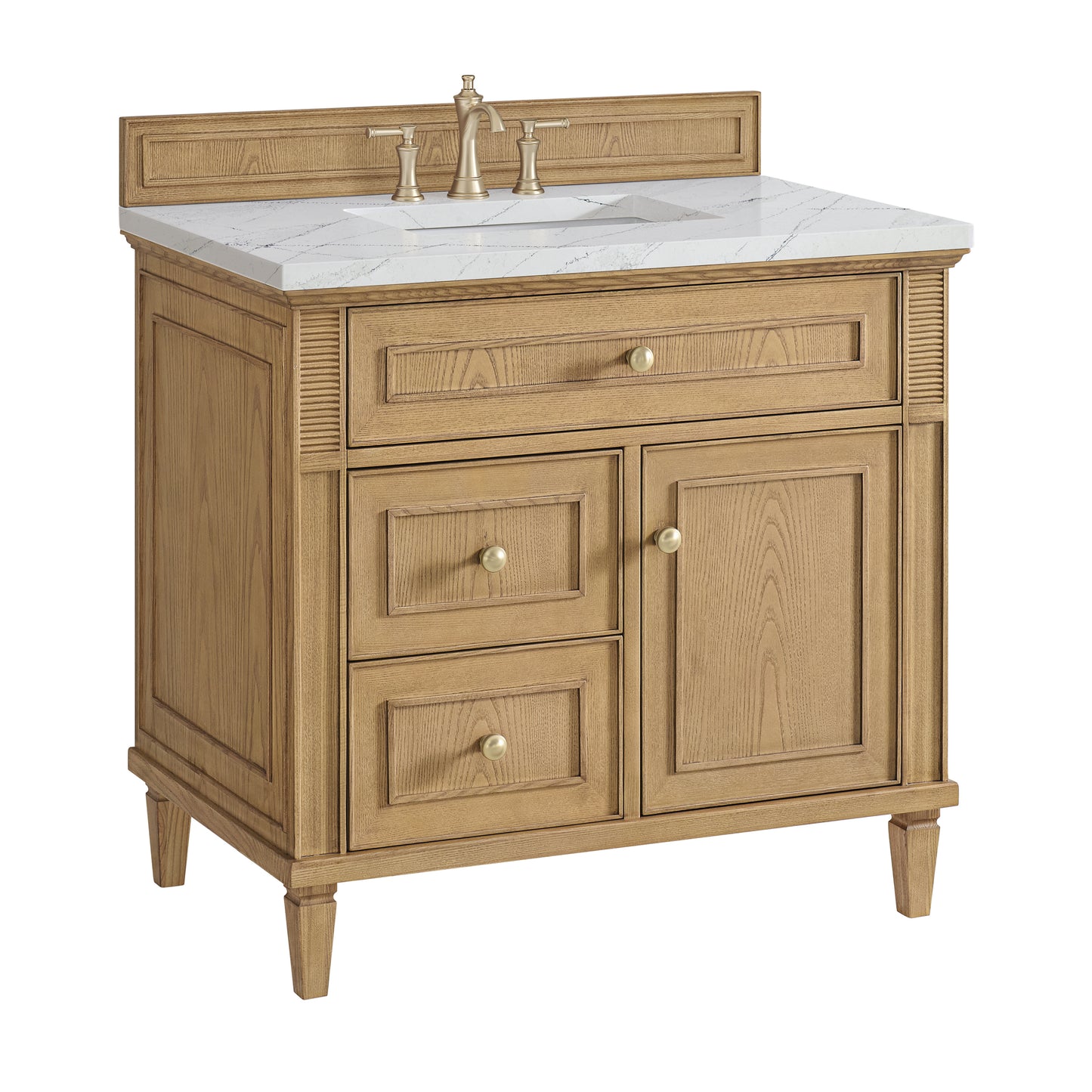 Lorelai 36" Single Vanity, Light Natural Oak w/ 3 CM Ethereal Noctis Silestone Top