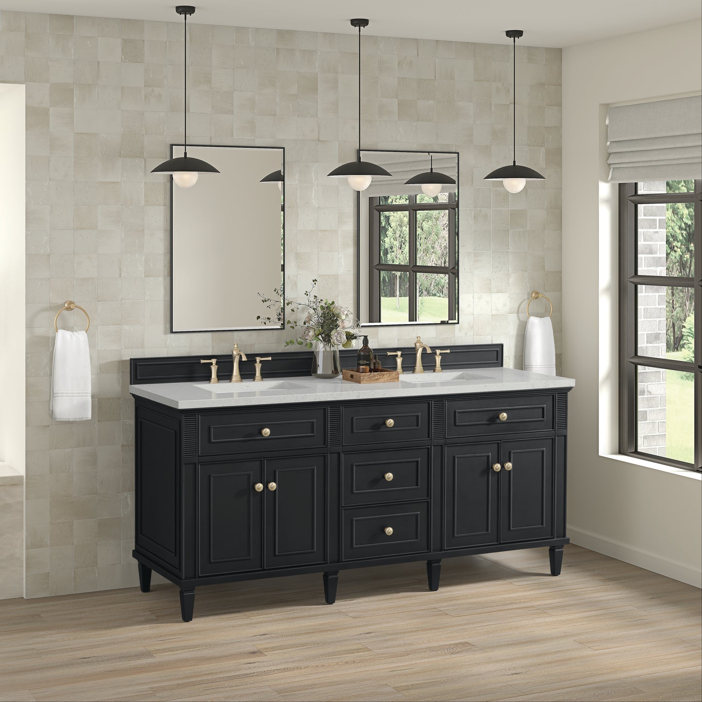 Lorelai 72" Double Vanity, Black Onyx w/ 3 CM Lime Delight Silestone Top