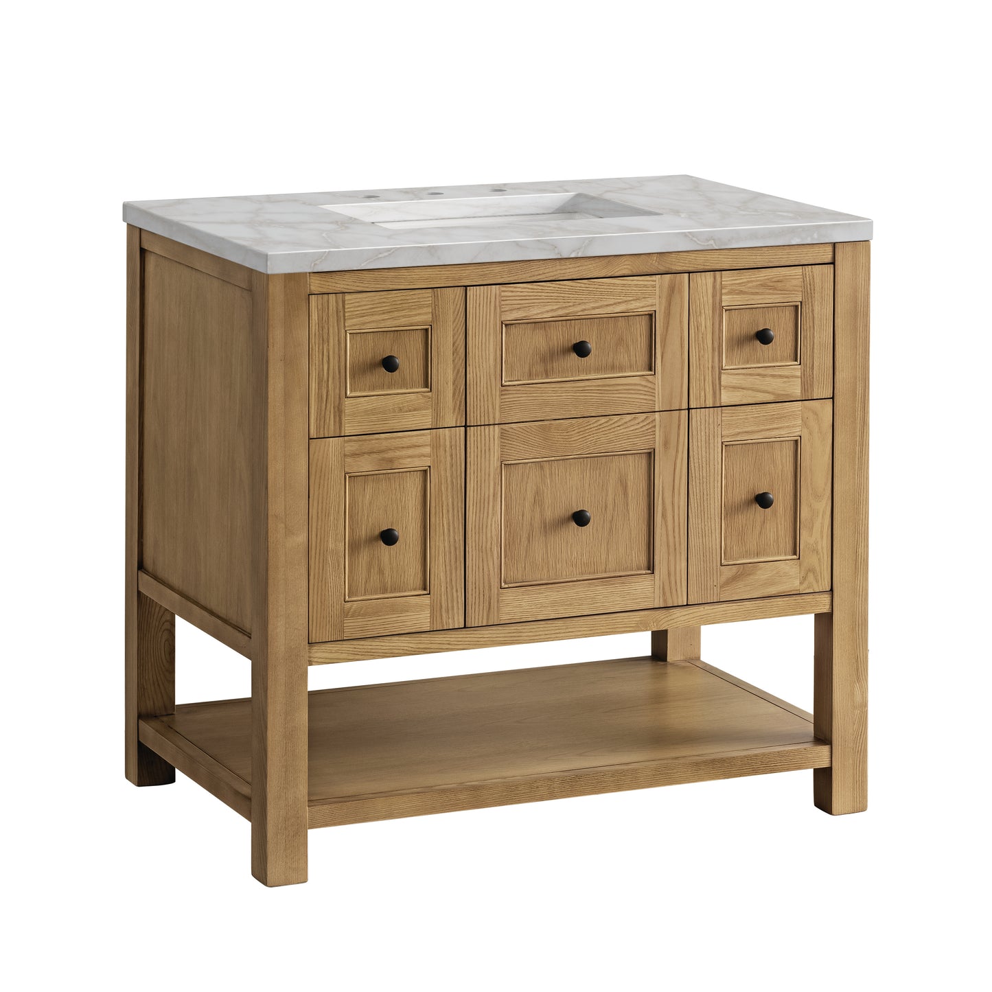 Breckenridge 36" Single Vanity, Light Natural Oak w/ 3 CM Victorian Silver Top