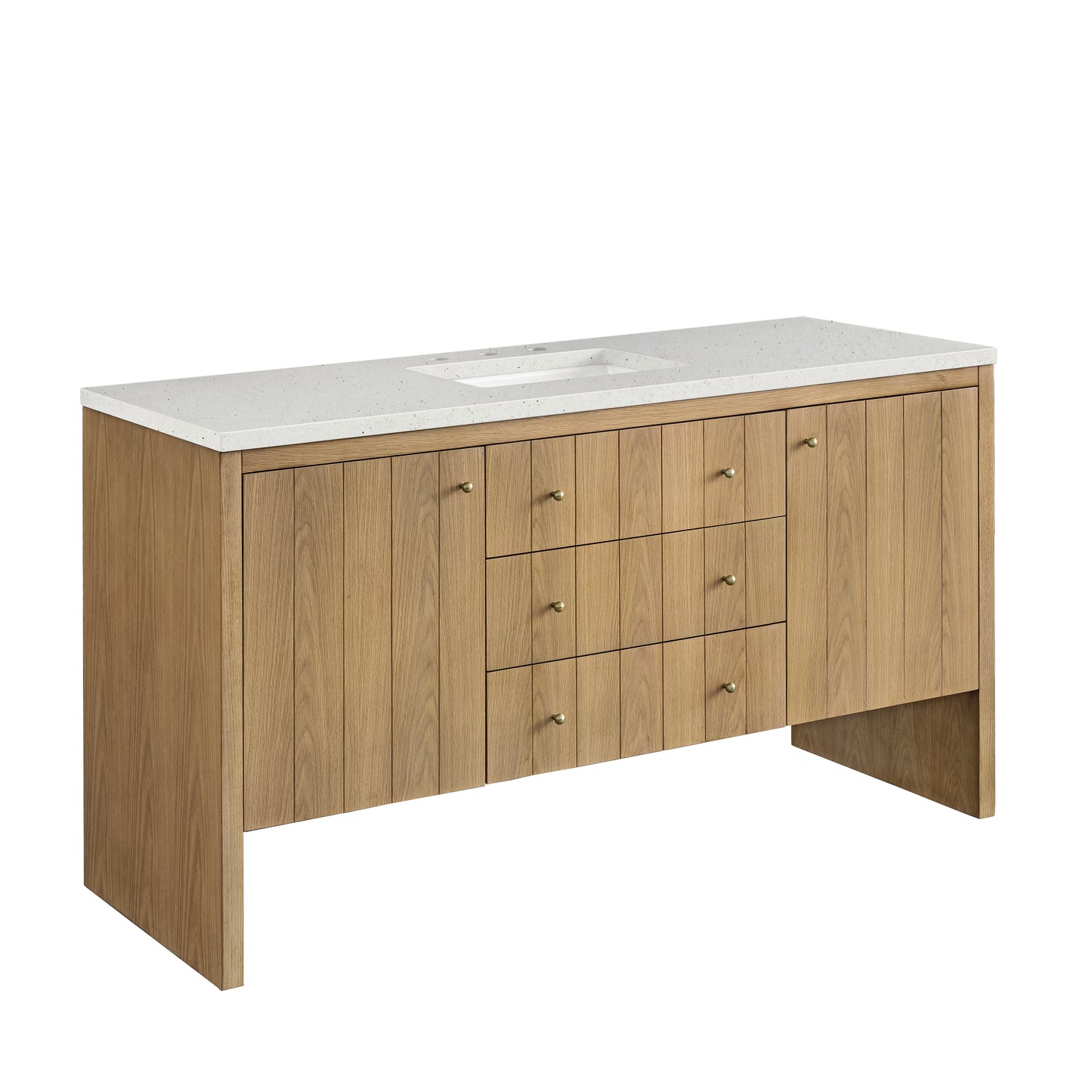 Hudson 60" Single Vanity, Light Natural Oak w/ 3 CM Lime Delight Top