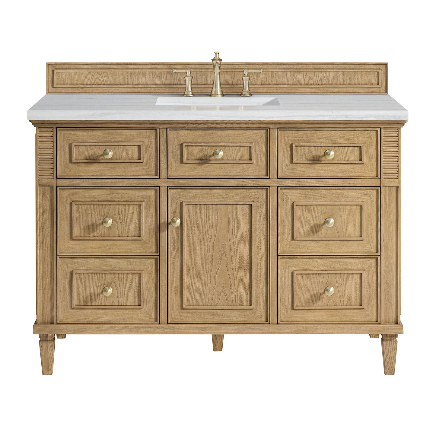 Lorelai 48" Single Vanity, Light Natural Oak w/ 3 CM Arctic Fall Solid Surface Top