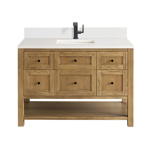 Breckenridge 48" Single Vanity, Light Natural Oak w/ Single Hole 3 CM White Zeus Top & Backsplash