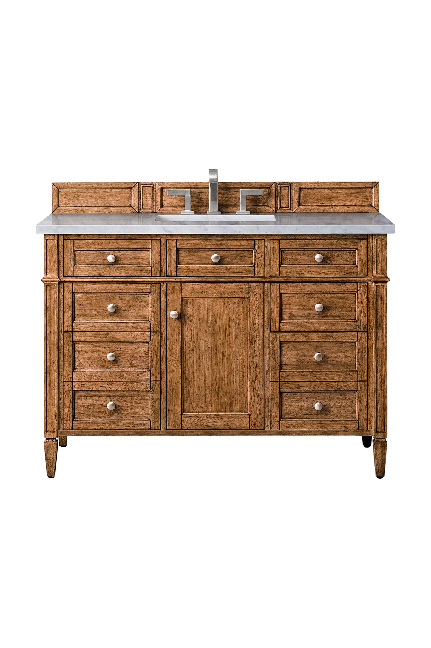 Brittany 48" Single Vanity, Saddle Brown w/ 3 CM Eternal Jasmine Pearl Silestone Top