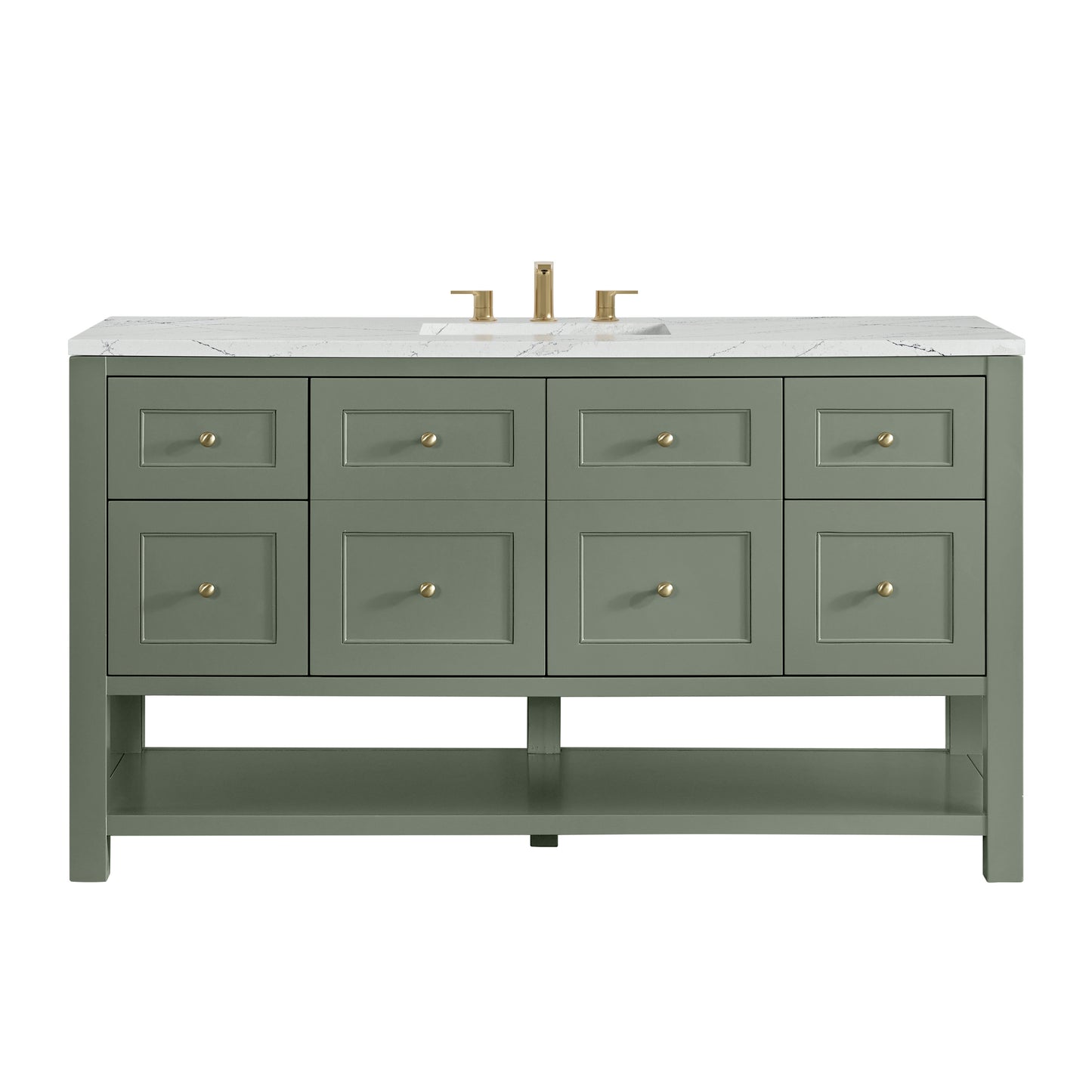 Breckenridge 60" Single Vanity, Smokey Celadon, w/ 3 CM Ethereal Noctis Quartz Top