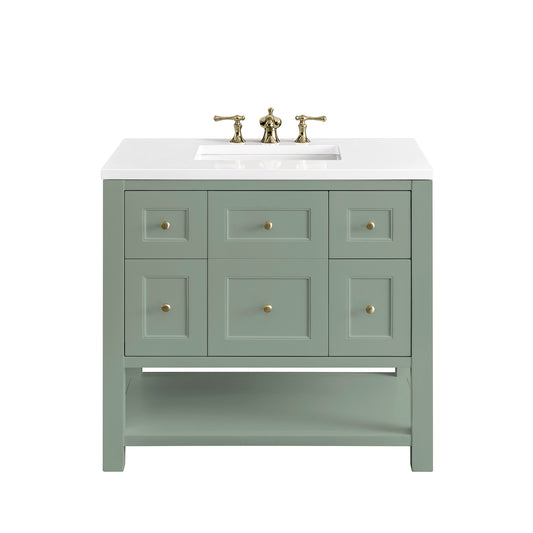 Breckenridge 36" Single Vanity, Smokey Celadon w/ 3 CM White Zeus Top