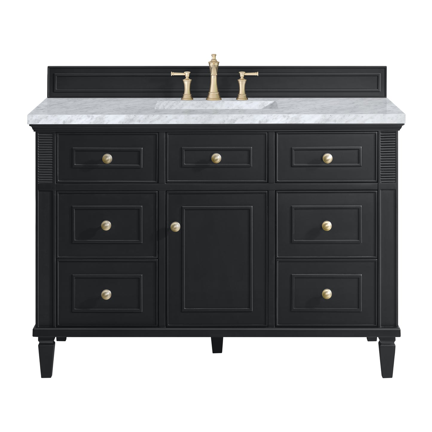 Lorelai 48" Single Vanity, Black Onyx w/ 3 CM Carrara White Marble Top