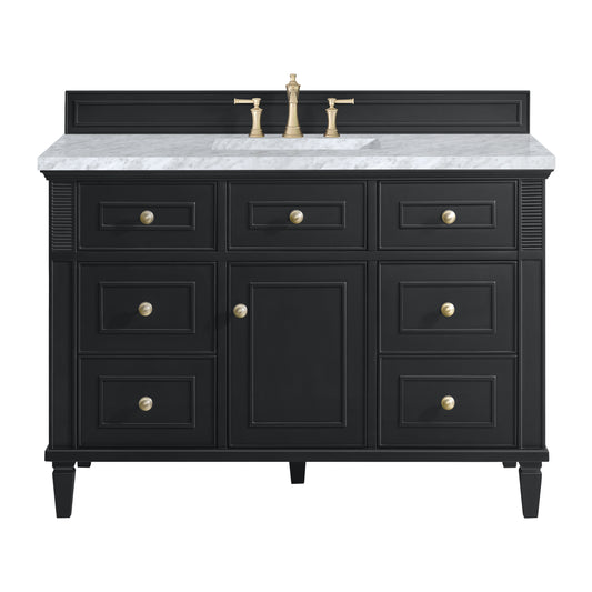 Lorelai 48" Single Vanity, Black Onyx w/ 3 CM Carrara White Marble Top