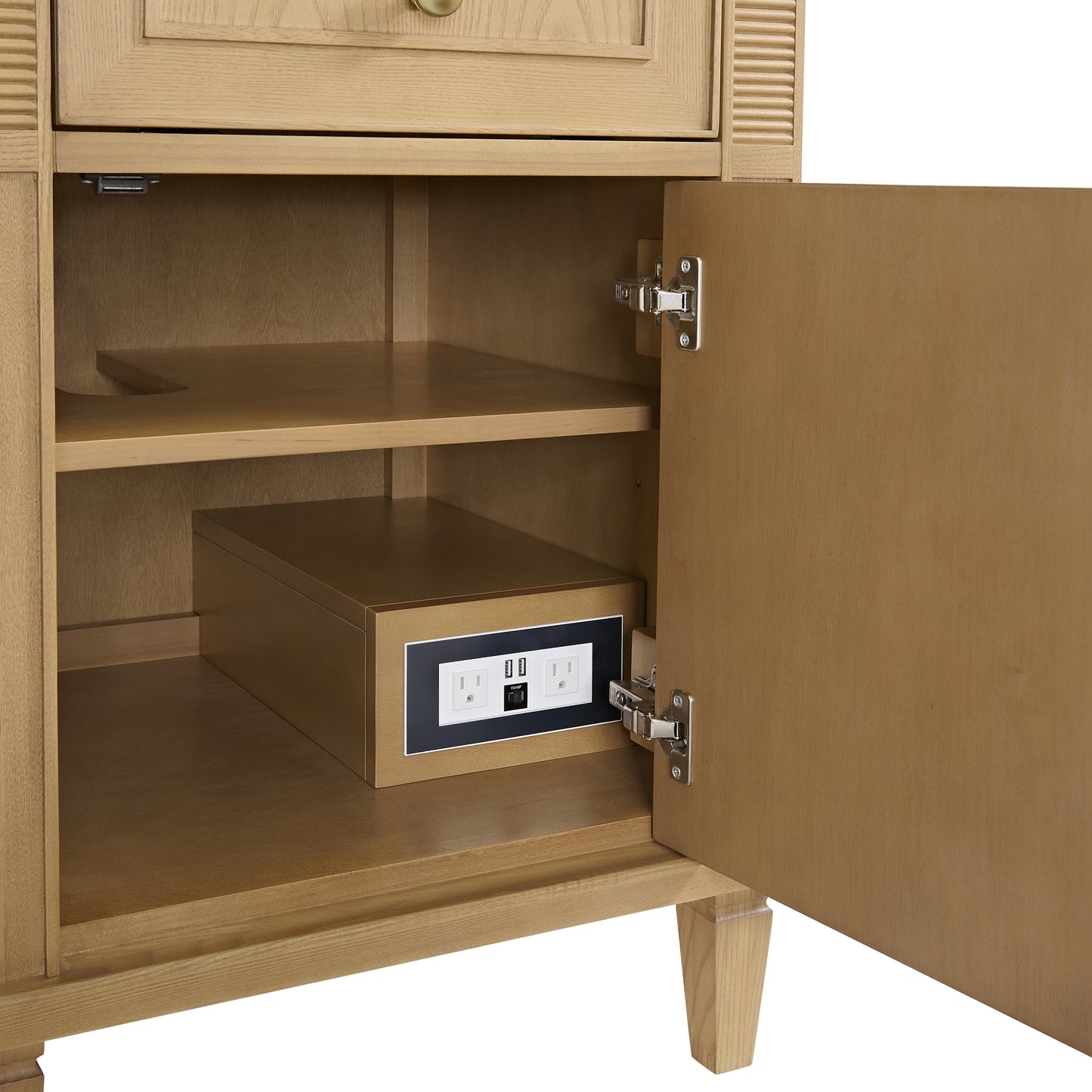 Lorelai 60" Double Vanity, Light Natural Oak w/ 3 CM Arctic Fall Solid Surface Top