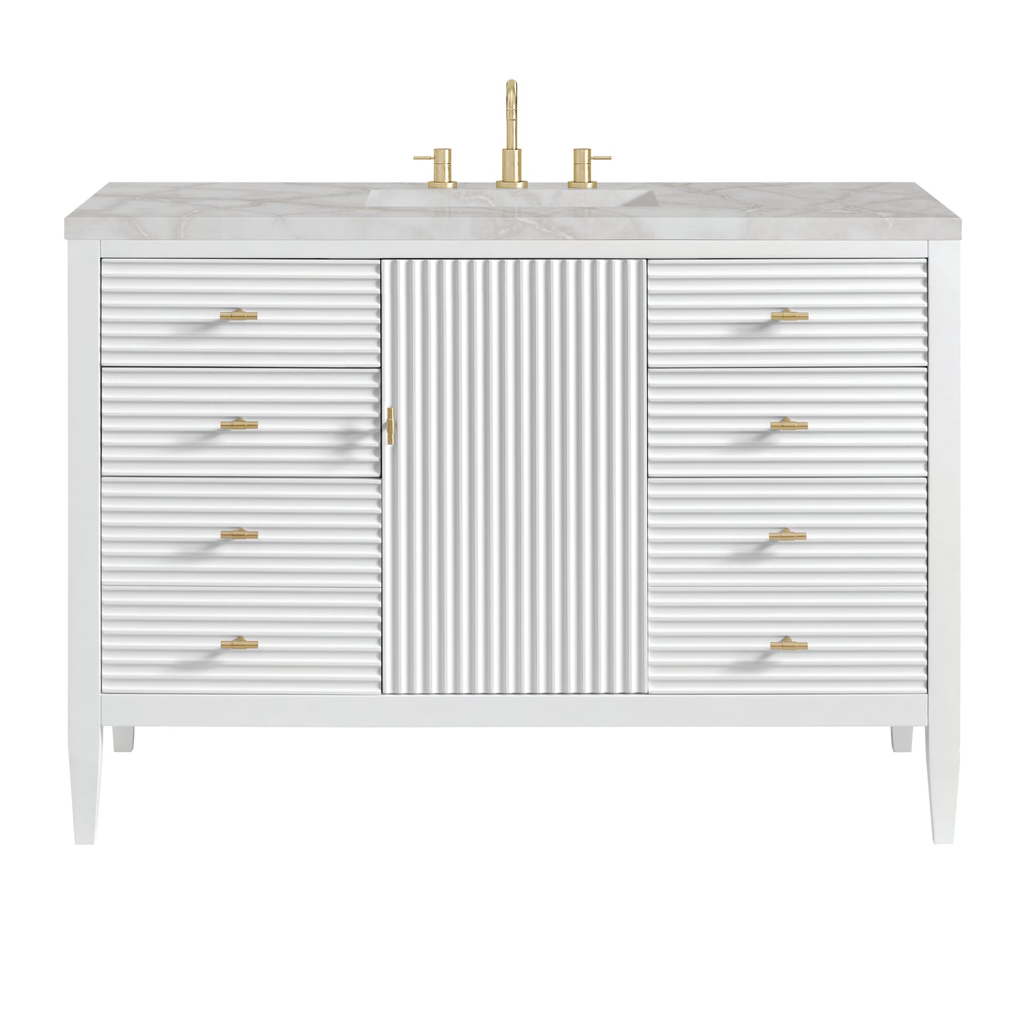 Myrrin 48" Vanity, Bright White w/ 3 CM Victorian Silver Silestone Top