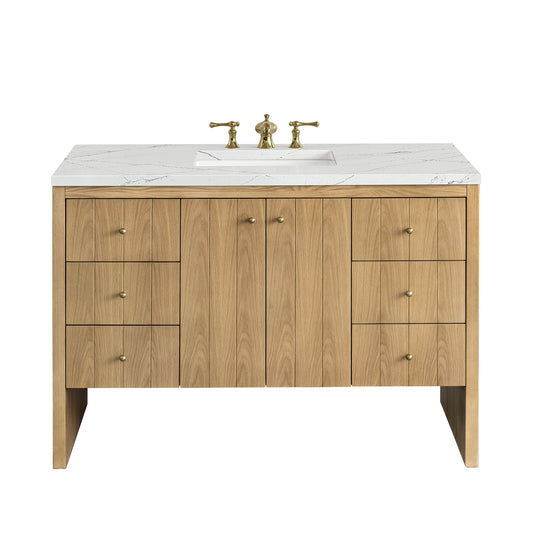 Hudson 48" Single Vanity, Light Natural Oak w/ 3 CM Ethereal Noctis Top