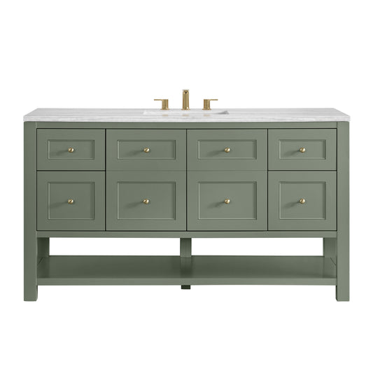 Breckenridge 60" Single Vanity, Smokey Celadon, w/ 3 CM Arctic Fall Solid Surface Top